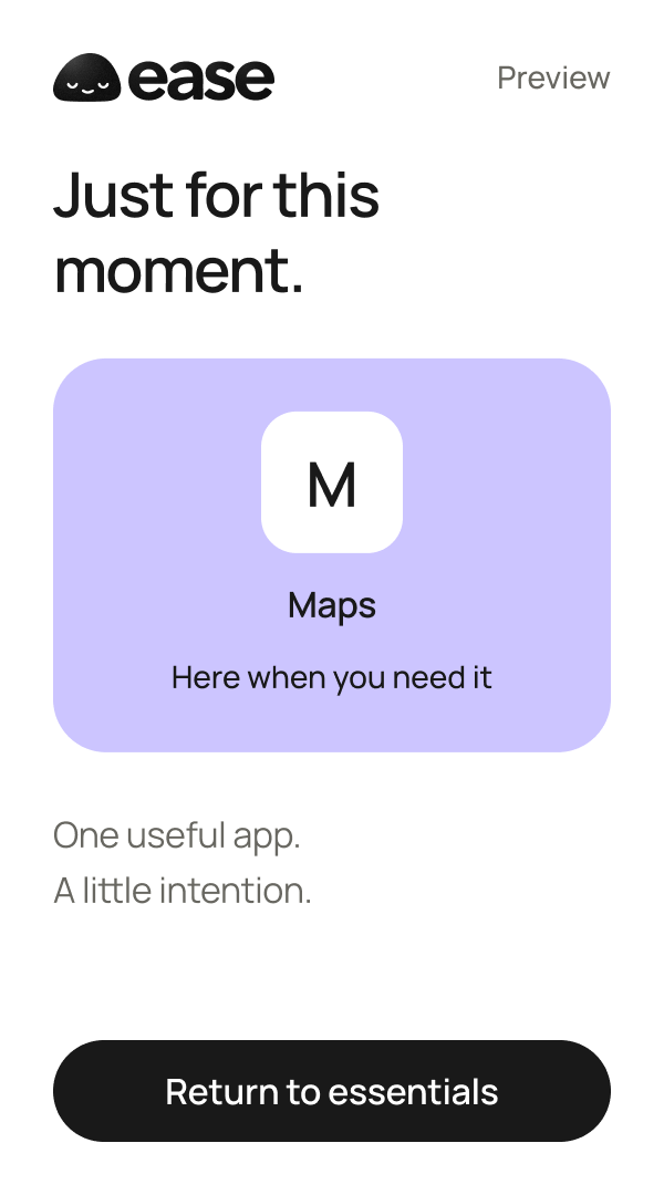 Ease Borrow preview showing intentional temporary access to Maps